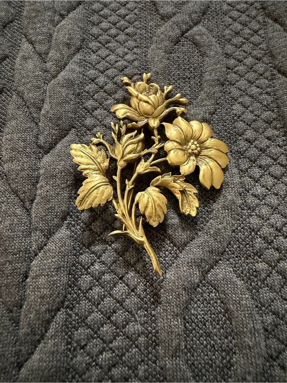 Vintage Gold Floral Statement Brooch